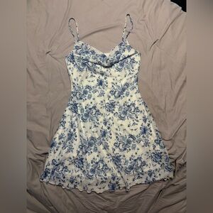 SHEIN White and Blue Floral Mini Dress